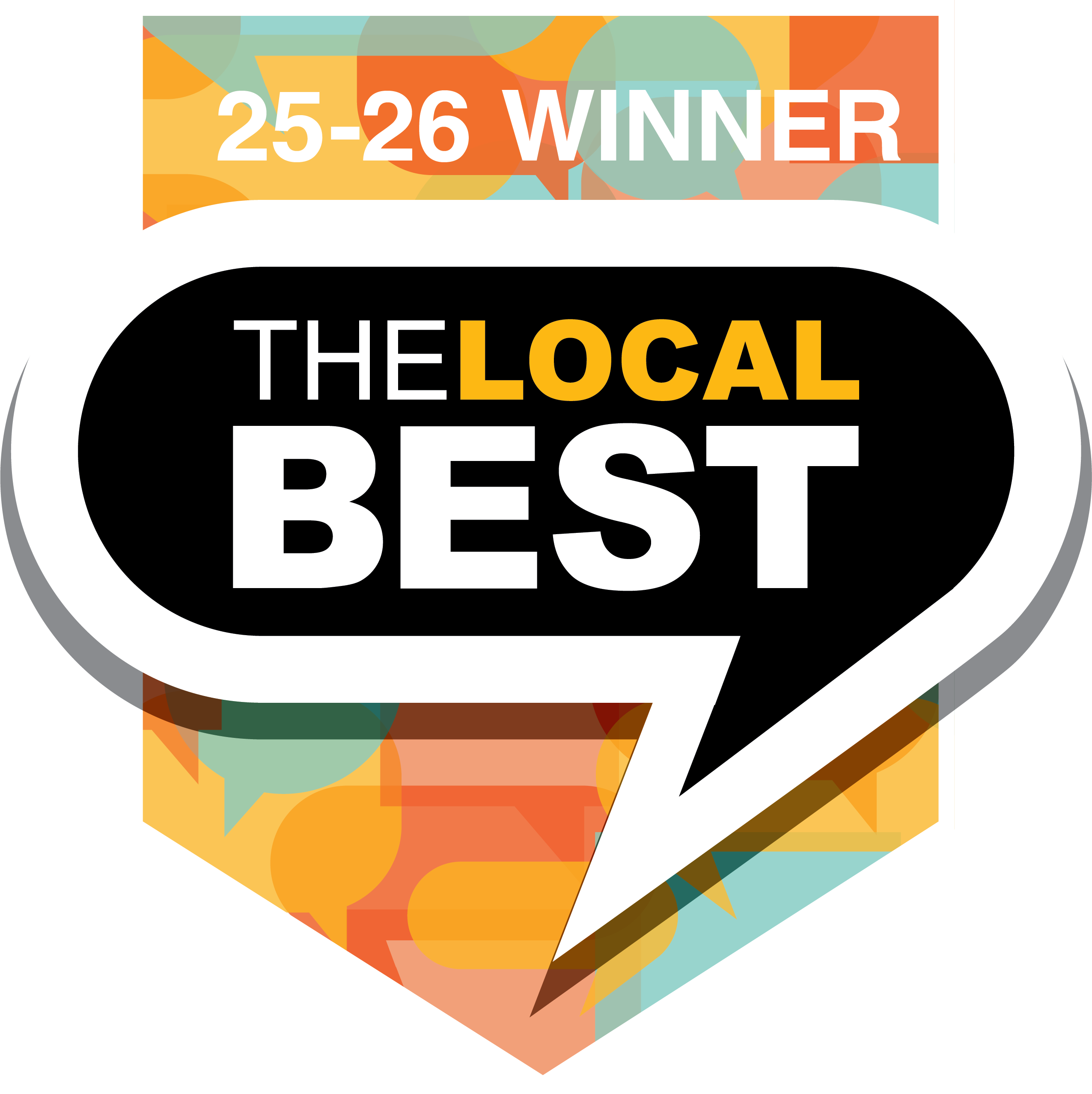 The Local Best 2025-2026 winner badge recognizing Roxi & Co as Sioux Falls' #1 pet store