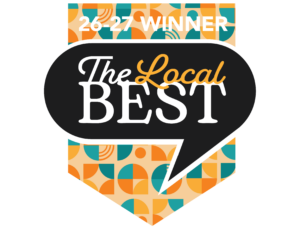 The Local Best 2026-2027 winner badge recognizing Roxi & Co as Sioux Falls' #1 pet store